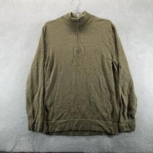 Brooks Brothers Jacket Mens L Green 1/4 Zip Sweater Extra Fine‎ Merino Pullover